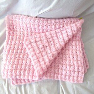 Handmade Pink Baby Blanket 31 x 28.